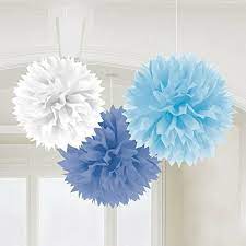 Fluffy Decorations - Blue (3ct)