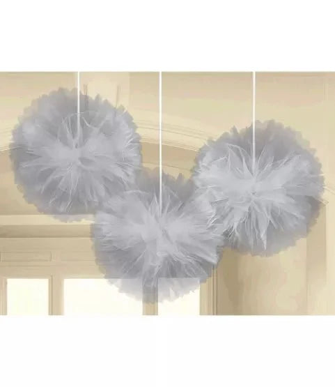 Fluffy Decorations - Silver Tulle (3ct)