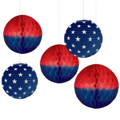 Honeycomb Hanging Decorations - Patriotic (5ct)