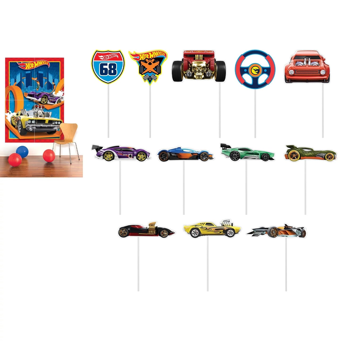 Hot Wheels Scene Setters with Props - Amscan
