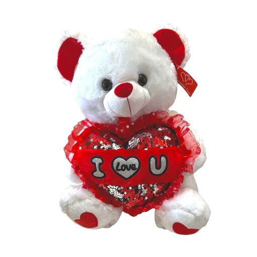 Oso de peluche blanco de 21" - Te quiero (corazón de 10")