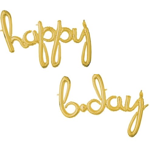 Script Balloon - Happy B - Day - Gold