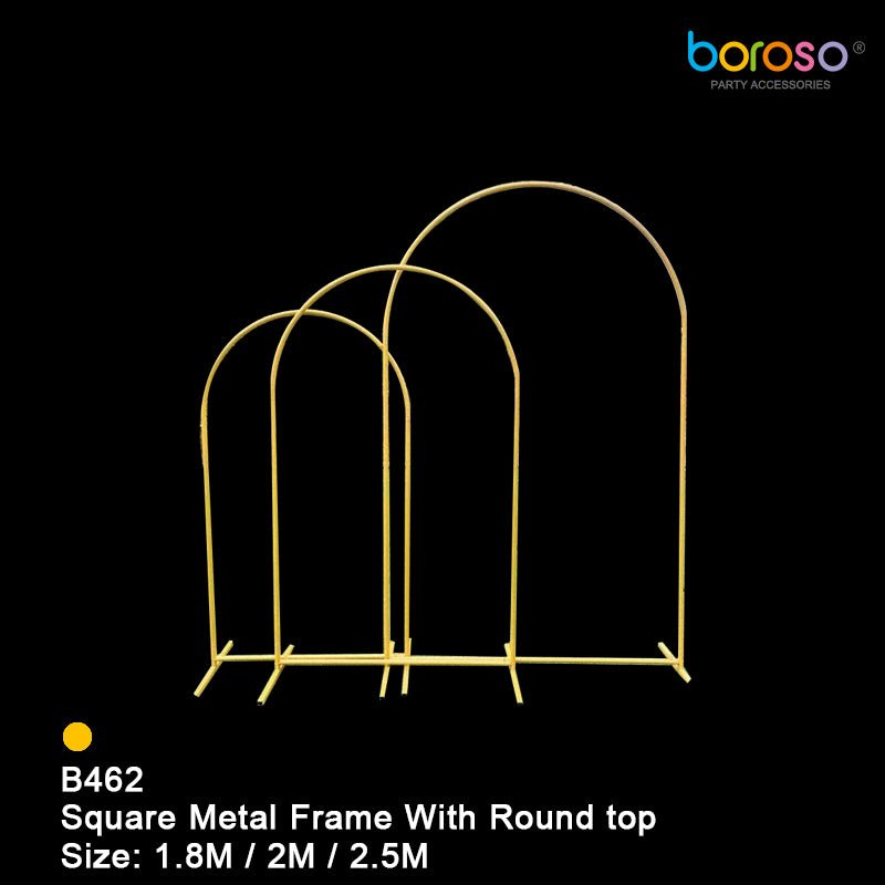 Square Metal Frame with Round Top - Gold