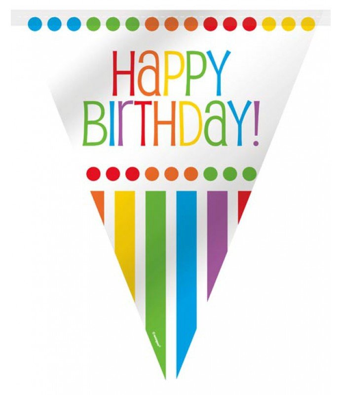 12' Banner - Rainbow Birthday Flag