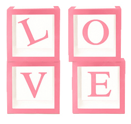12" Clear Boxes - Love (Select Color) - Borosino