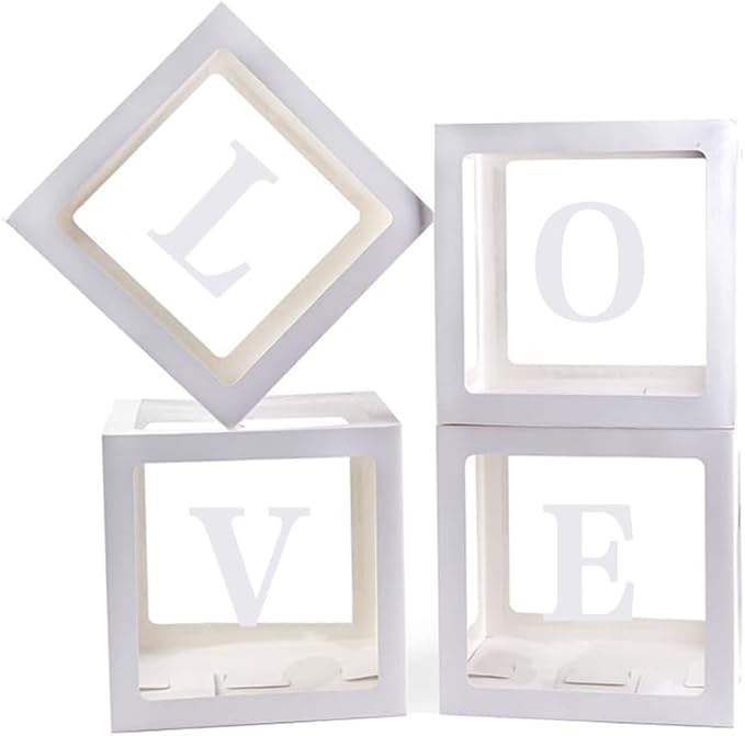 12" Clear Boxes - Love (Select Color) - Borosino