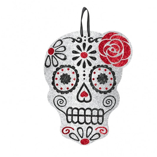 12" Glitter Skull Sign - Day of the Dead