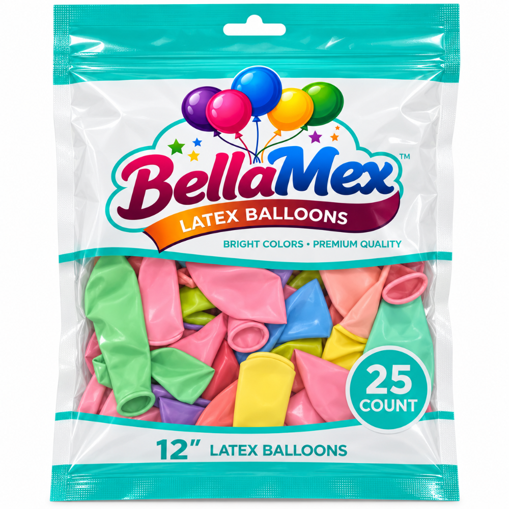 12" Pastel Mix Latex (25ct) - BellaMex