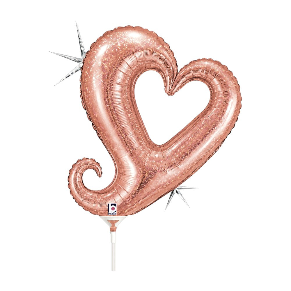 Cadena de Corazones de 14" - Oro Rosa Holográfico (10 pzas) - Betallic