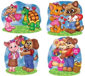14in Cuddly Critter Valentine Cutouts