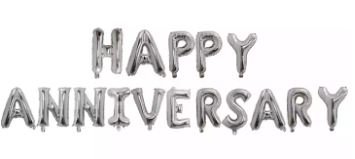 16" Balloon Banner - Happy Anniversary - Silver