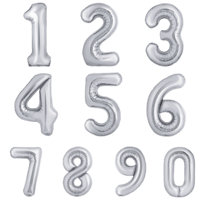 16" Balloon Numbers - Silver (2ct)