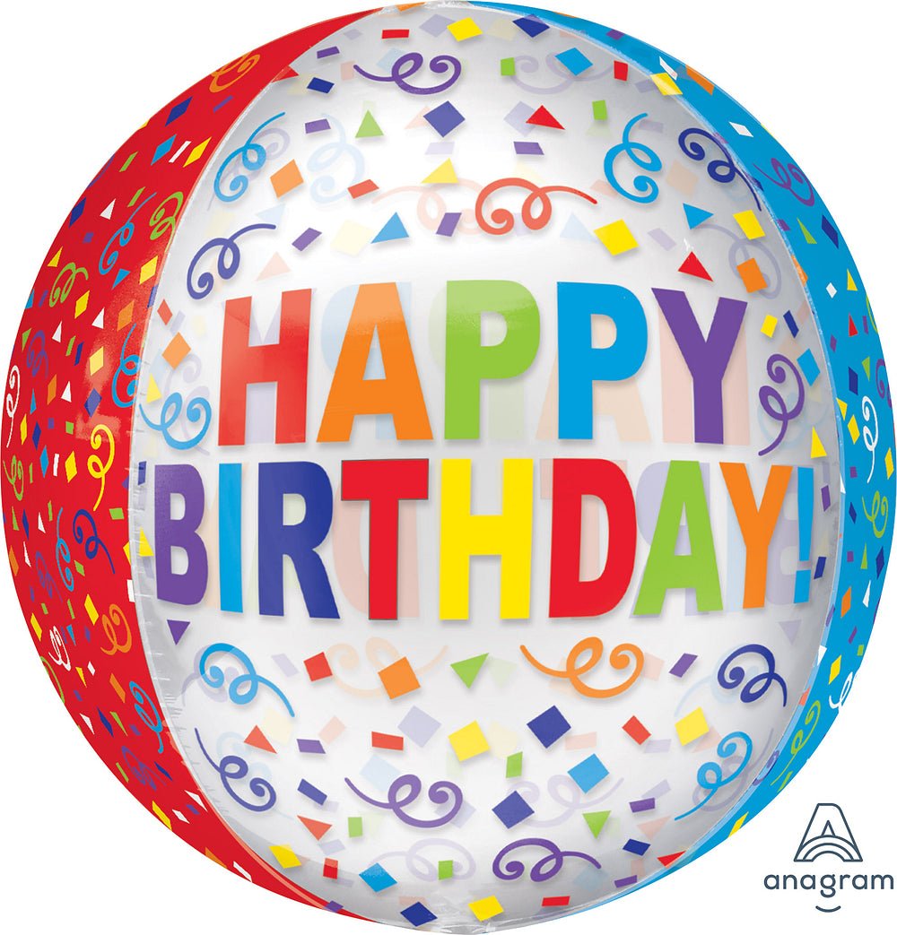 16" Orbz - Happy Birthday Colorful Streamers