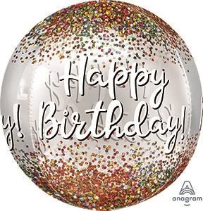 16" Orbz - Happy Birthday Sequins