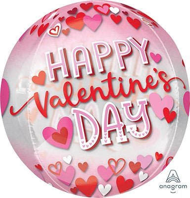 16" Orbz - Happy Valentine's Day Pink & Red Hearts