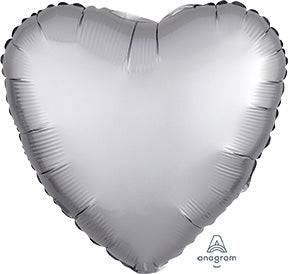 17" Satin Luxe Heart - Platinum (20ct)
