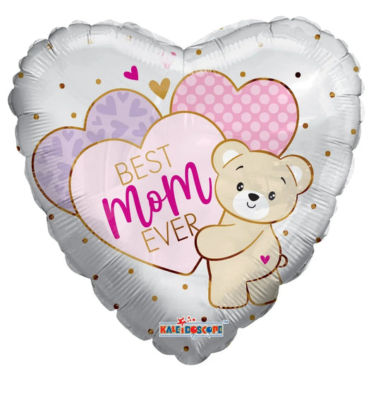 18" Best Mom Ever Bear Hearts (100ct) - Conver USA