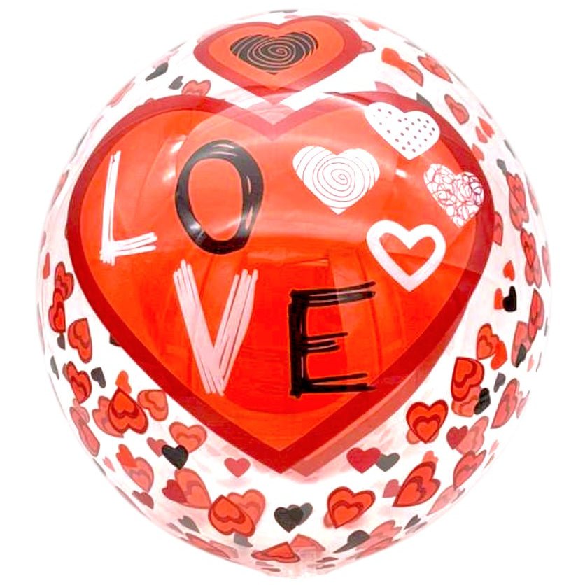 18" Bubble Balloon - Love Hearts Red - PPD