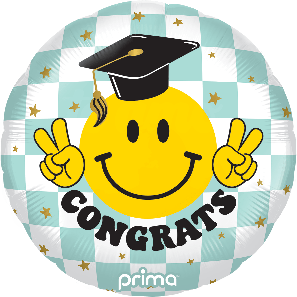 18" Congrats Smile Face Grad Checker