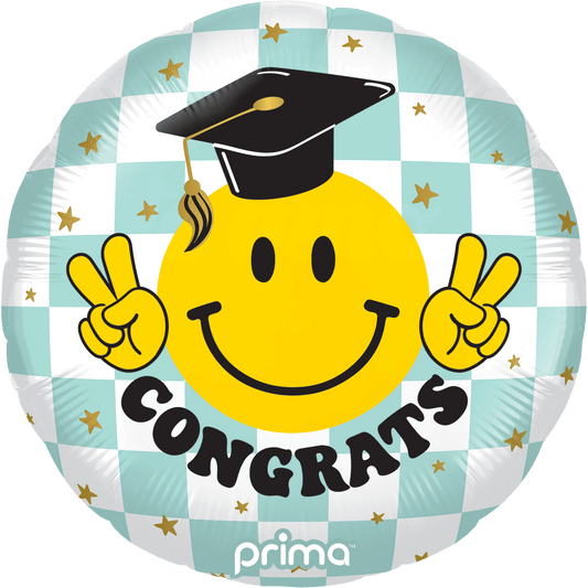 18" Congrats Smile Face Grad Checker
