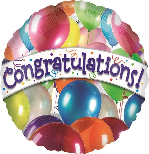 18" CONGRATULATIONS Balloons - Round Foil Balloon - Pack of 25