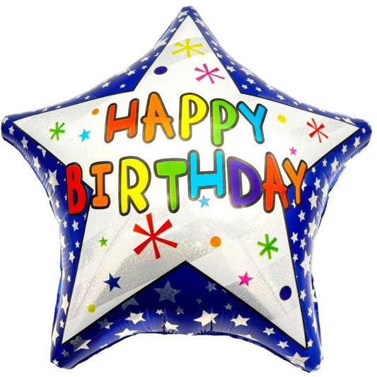18" Happy Birthday - Blue with Stars - 20ct - Party America