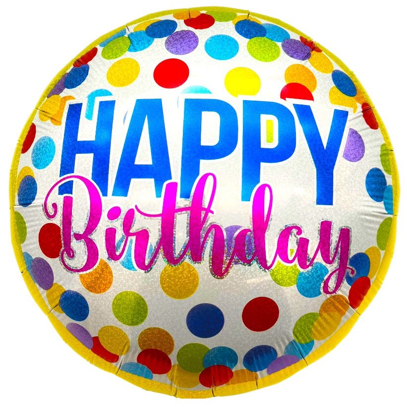 18" Happy Birthday - Multicolor Polka Dots - 20ct - Party America
