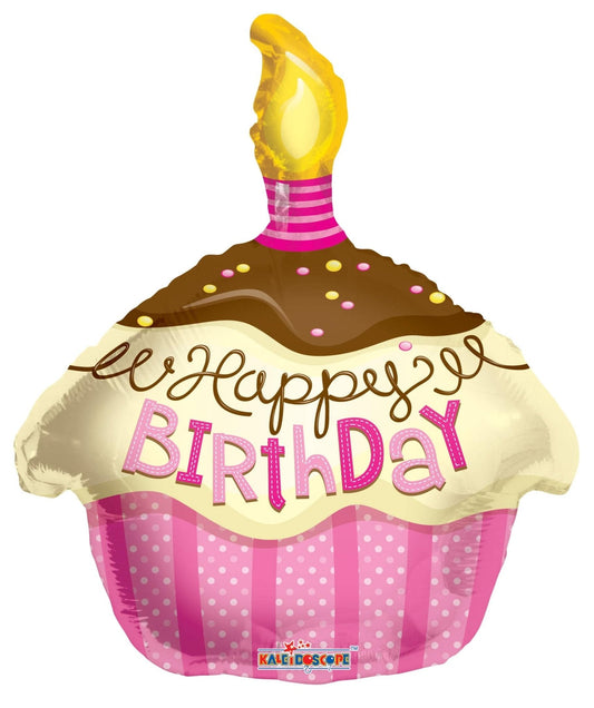 18" Happy Birthday - Pink Cupcake (100ct) - Conver USA