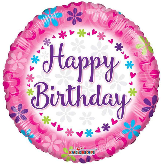 18" Happy Birthday Pink with Flower (100ct) - Conver USA