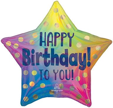 18" Happy Birthday to you Gold Dots
