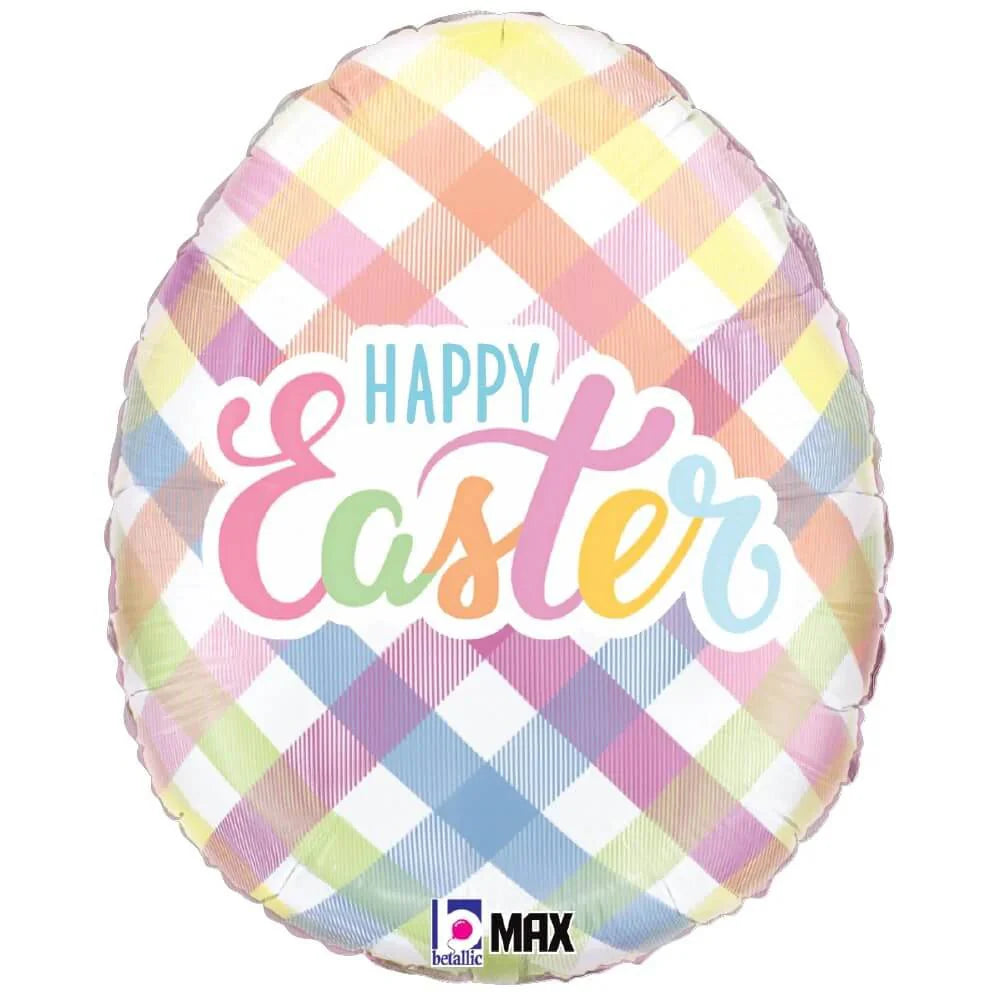 18" Happy Easter Egg Plaid - Betallic