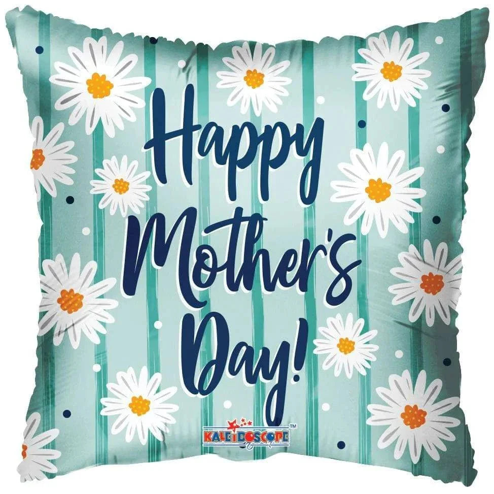 18" Happy Mother's Day Daisies on Mint Balloon (100ct) - Conver USA