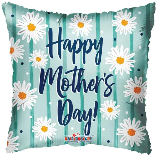 18" Happy Mother's Day Daisies on Mint Balloon (100ct) - Conver USA