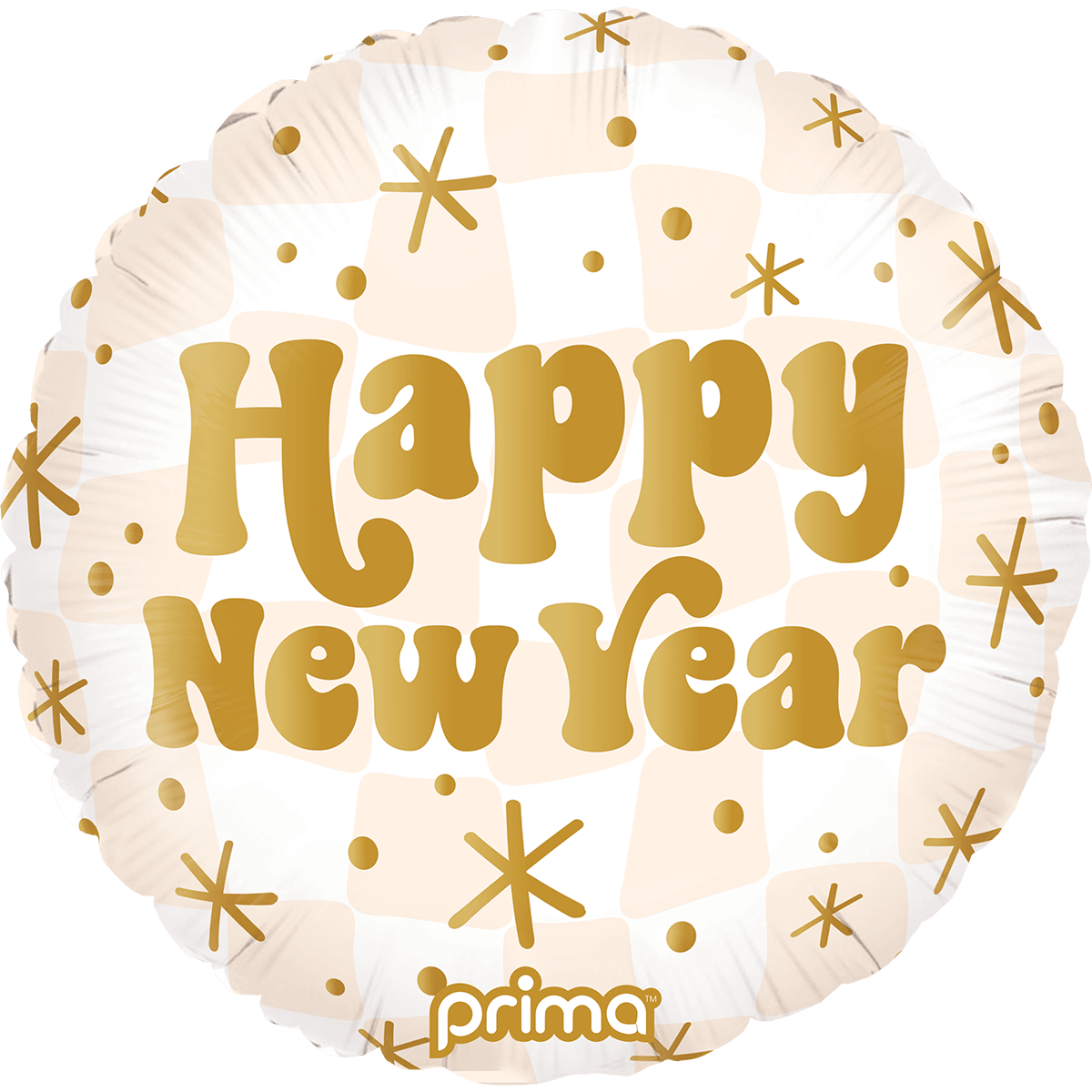 18" Happy New Year Gold & Neutral Checker