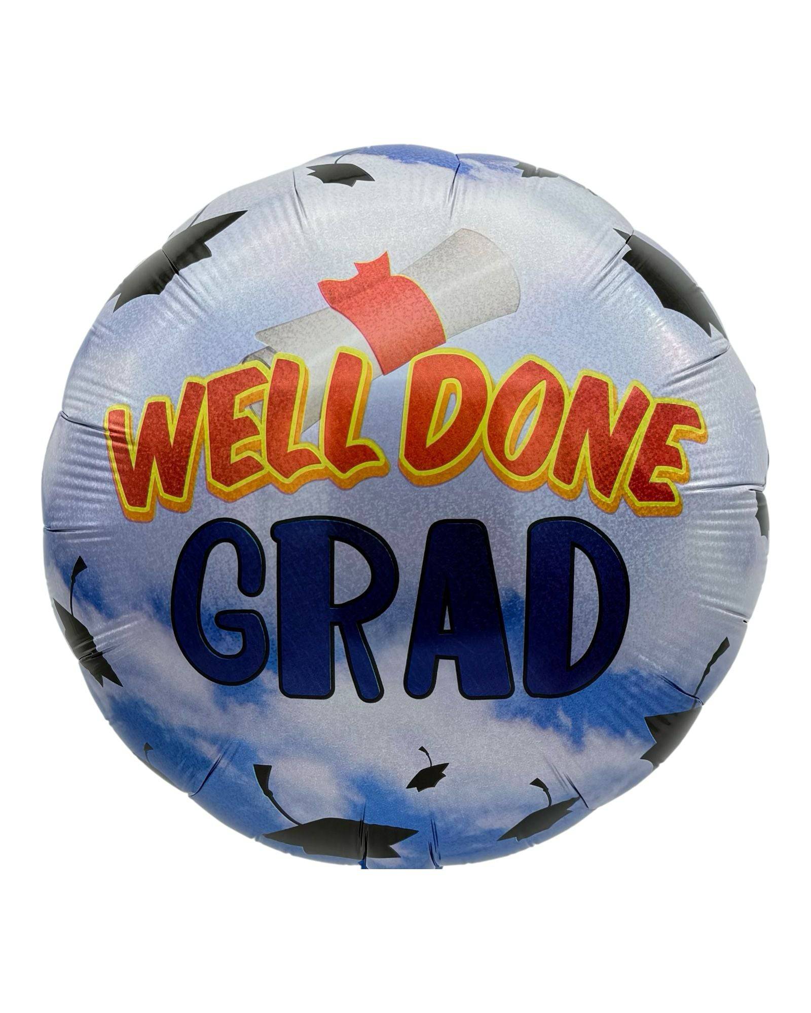 18" Holographic Well-Done Grad Blue with Black Cap - 50ct - Party America