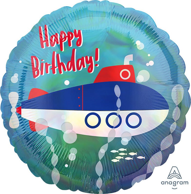 18" Iridescent Happy Birthday Submarine