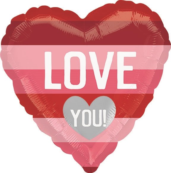 18" Love You Pink & Red Stripes (10ct)