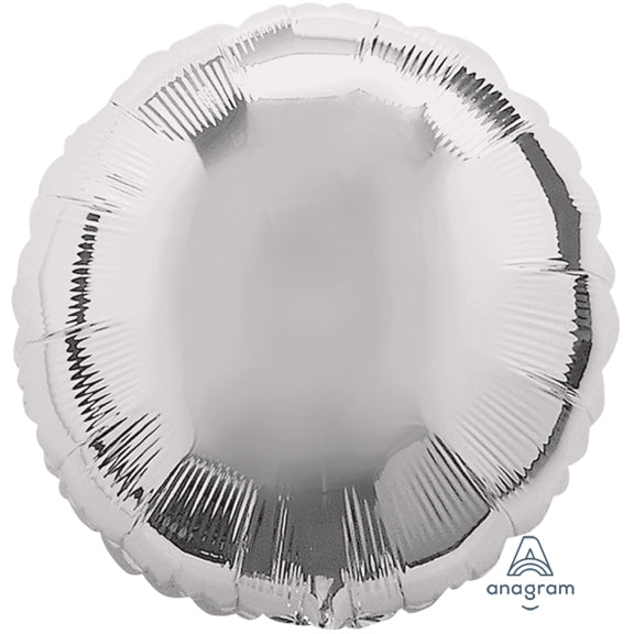 18" SILVER Round Shaped Foil Balloon - Pk of 25 - Anagram