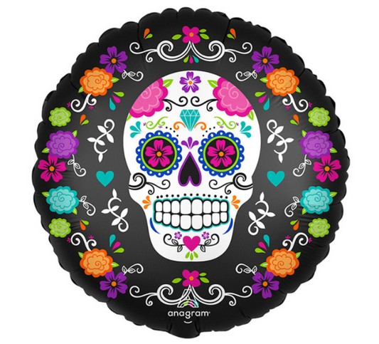 18" Satin Sugar Skull & MariGolds - Anagram