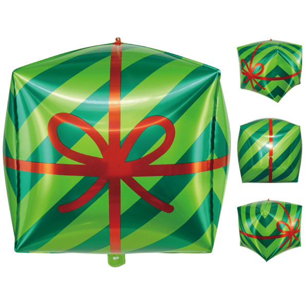 22" 4D Green Striped Present