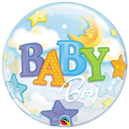 22" Bubble - Baby Boy Moon & Stars