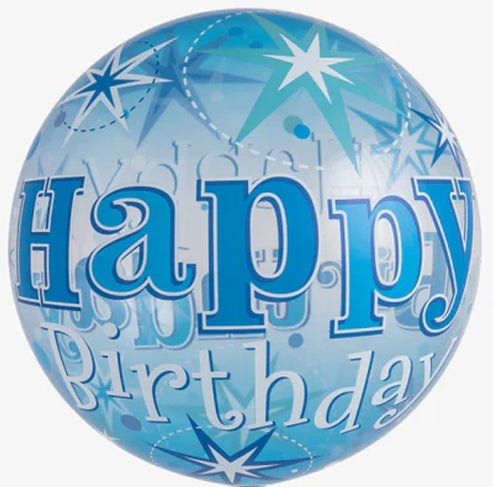 22" Happy Birthday Blue and Silver