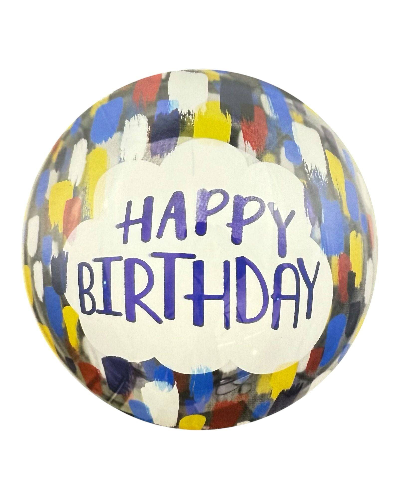 22" Happy Birthday Bubble Balloon, Painted in Colors 1ct - Winner Party