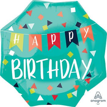 22" Happy Birthday Teal