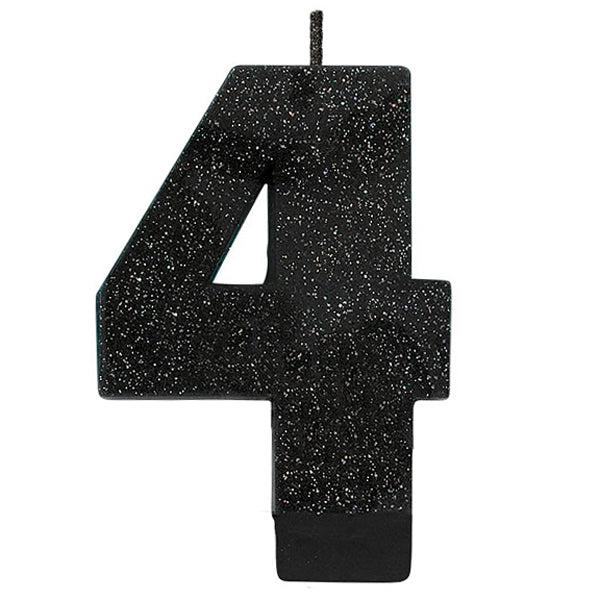 3.25" Candle #4 Glitter - Black - Amscan