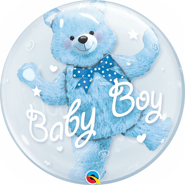 24" Double Bubble - Baby Blue Bear - Qualatex