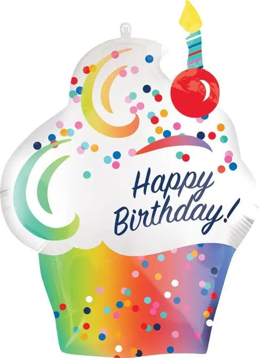 27" Happy Birthday Rainbow Cupcake