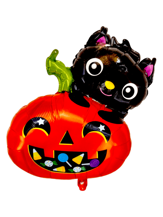 28" Black Cat and Pumpkin