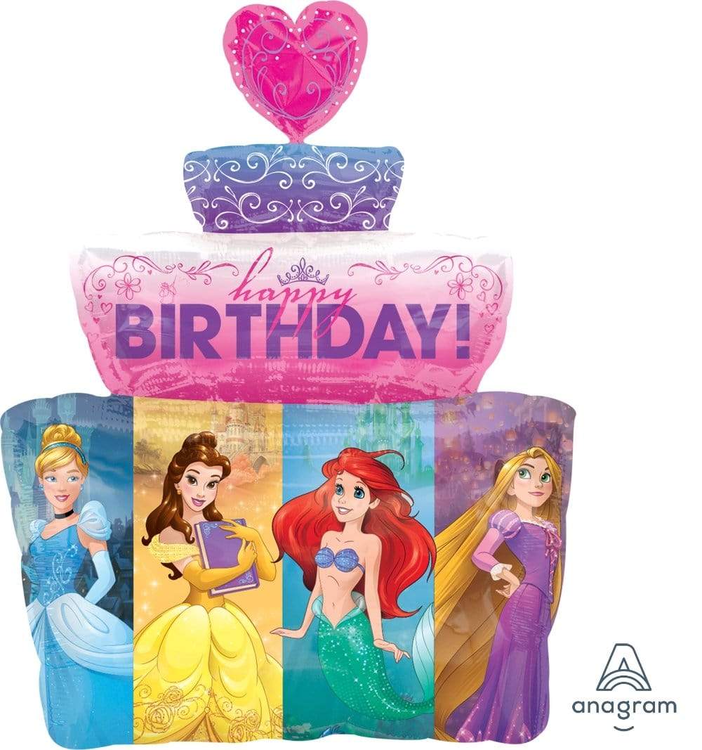 28" Foil Balloon - Princesses Birthday Cake