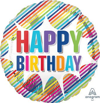 28" Happy Birthday Colorful Stripes